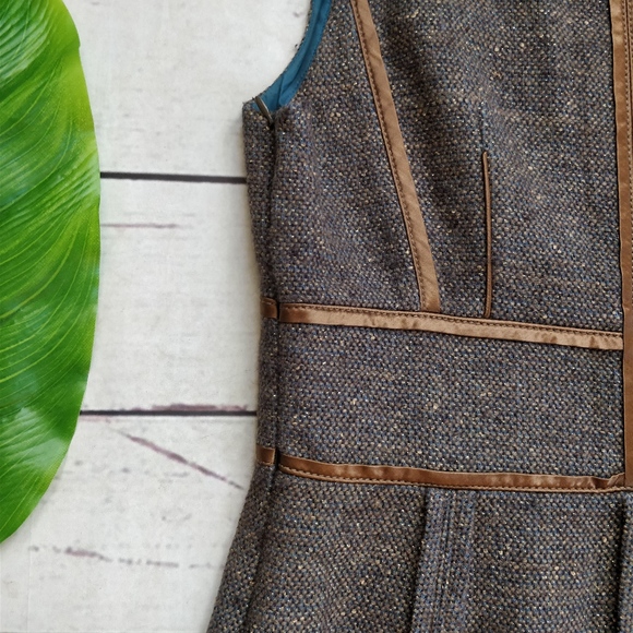 BADGLEY MISCHKA Brown Tweed Sleeveless Dress, 10 - Picture 5 of 7